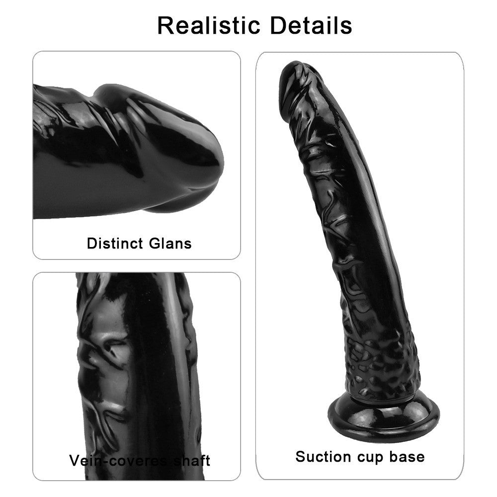 8 Inch Slim Black Anal Dildo