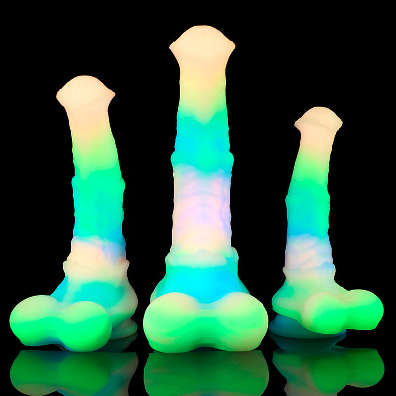 Glow in the Dark Rainbow Color Horse Dildo