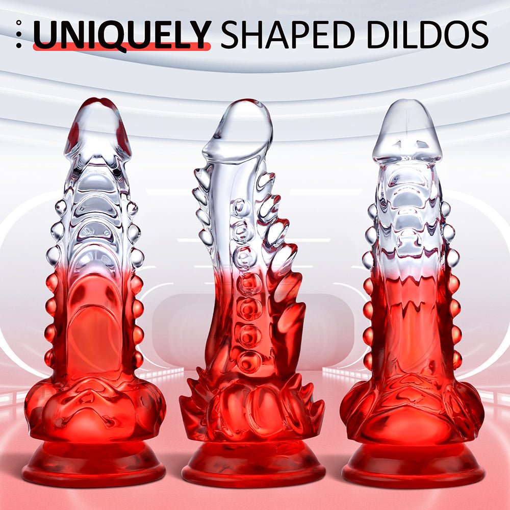 10 Inch Red Clear Spiked Dragon Dildo