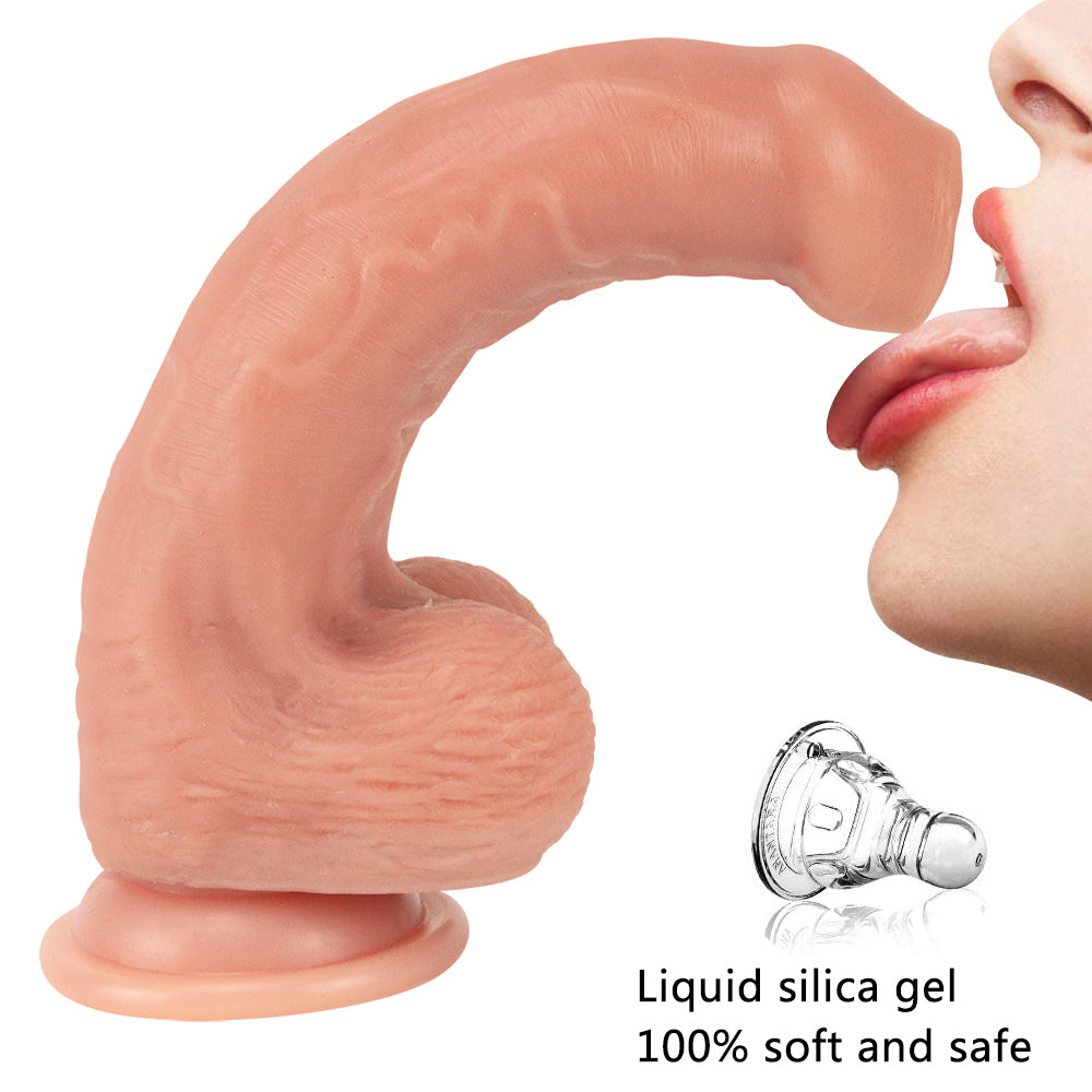 8 Inch Silicone Foreskin Realistic Dildo