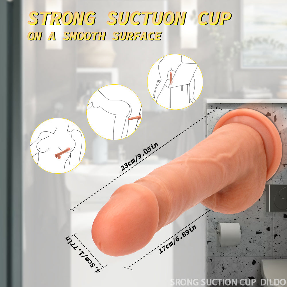 9 Inch Realistic Heated Thrusting Dildo