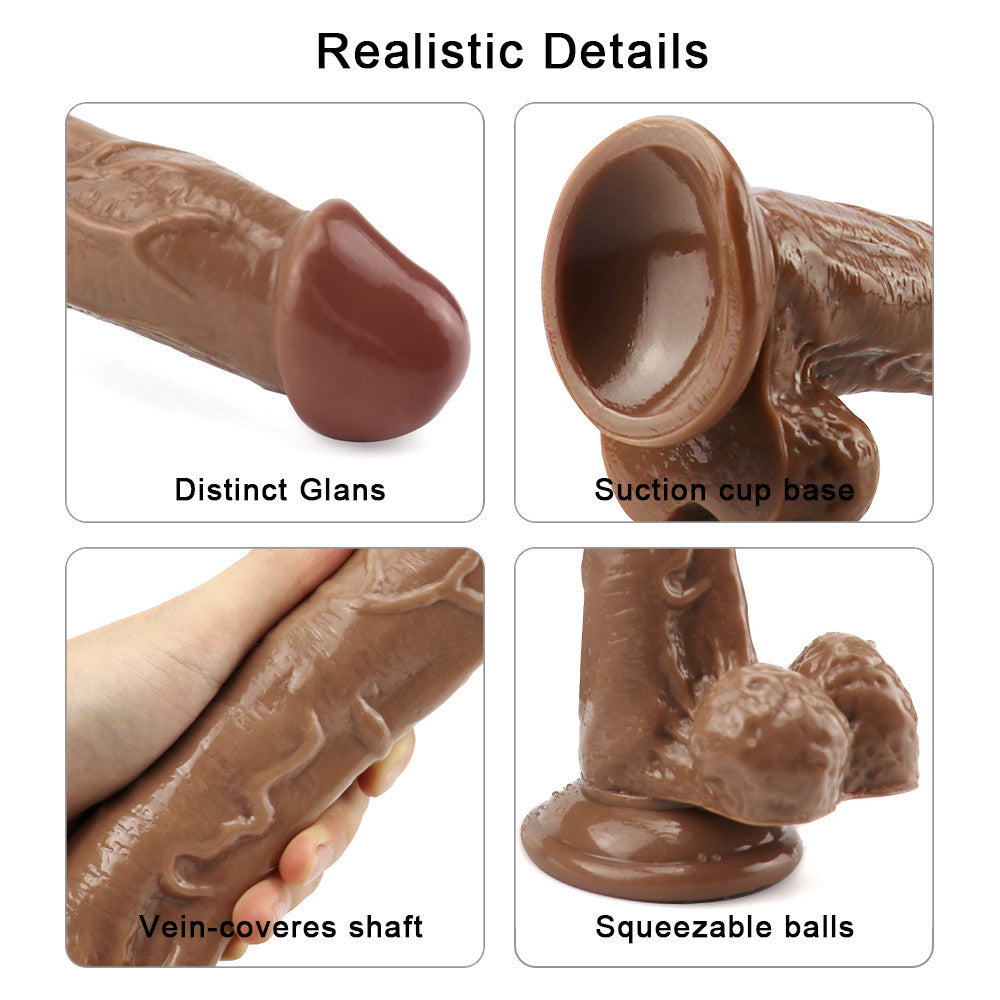 10 Inch Brown Realistic Big Dildo with Testicles