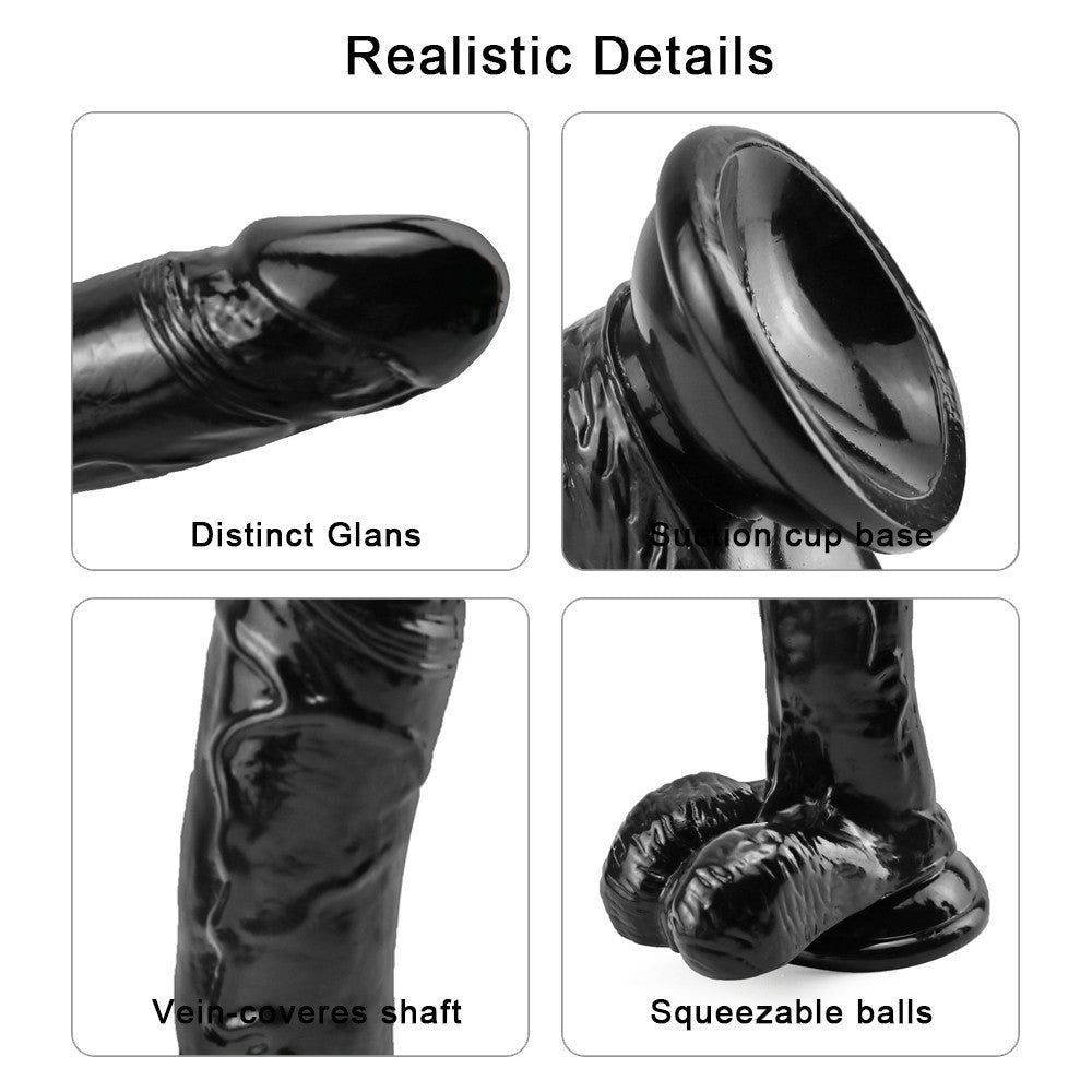 7 Inch Realistic Black Dildo with Eggs