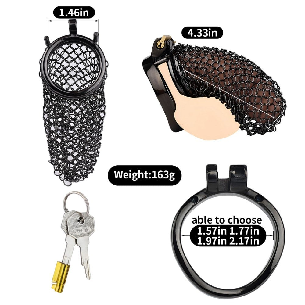 Black Mesh Male Metal Chastity Cage