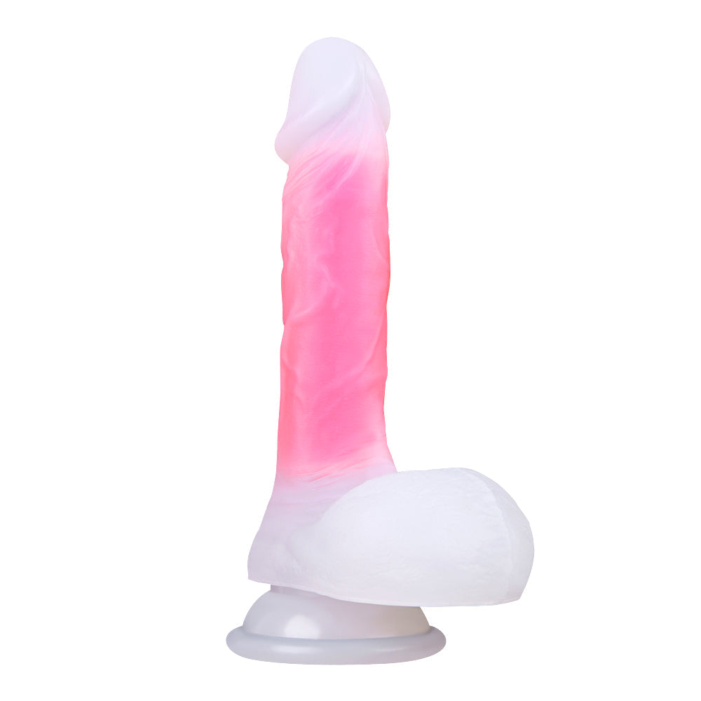 White Pink Silicone 7 Inch Jelly Dildo