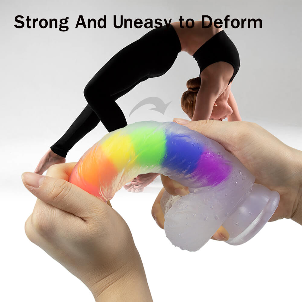 Dual Density Silicone Rainbow Jelly Dildo