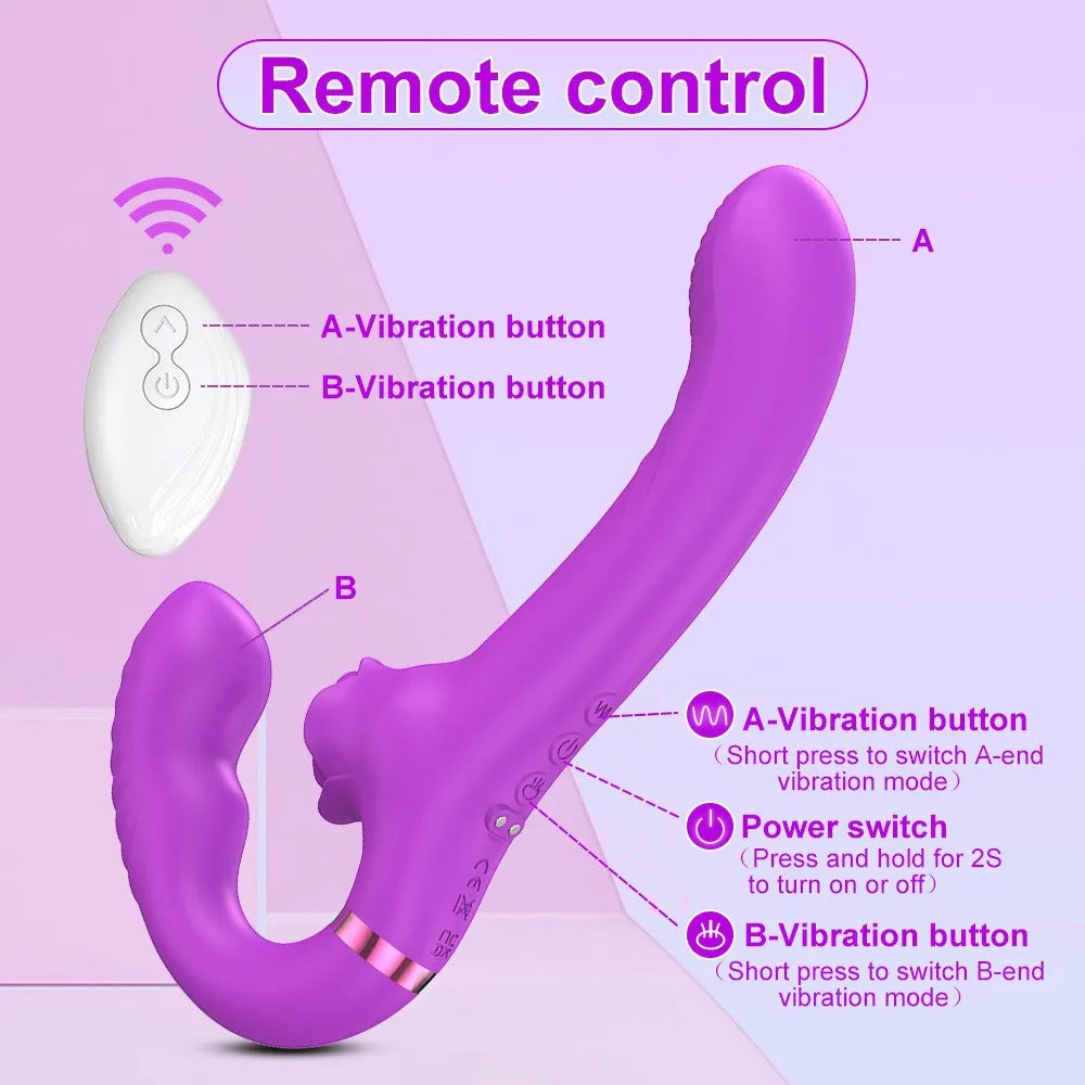 9 Inch Lesbian Vibrating Strapless Dildo