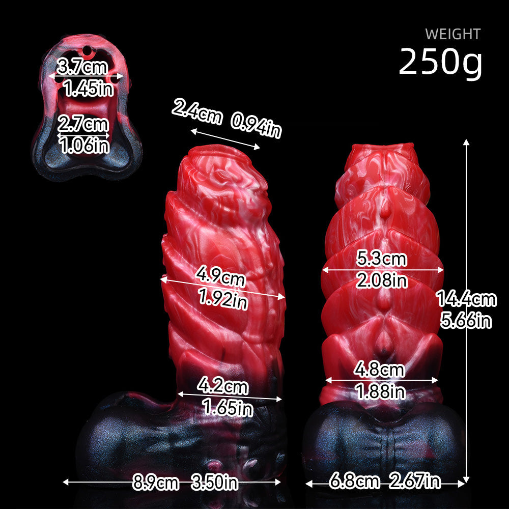 Silicone Texture Monster Red Vibrating Penis Sleeve