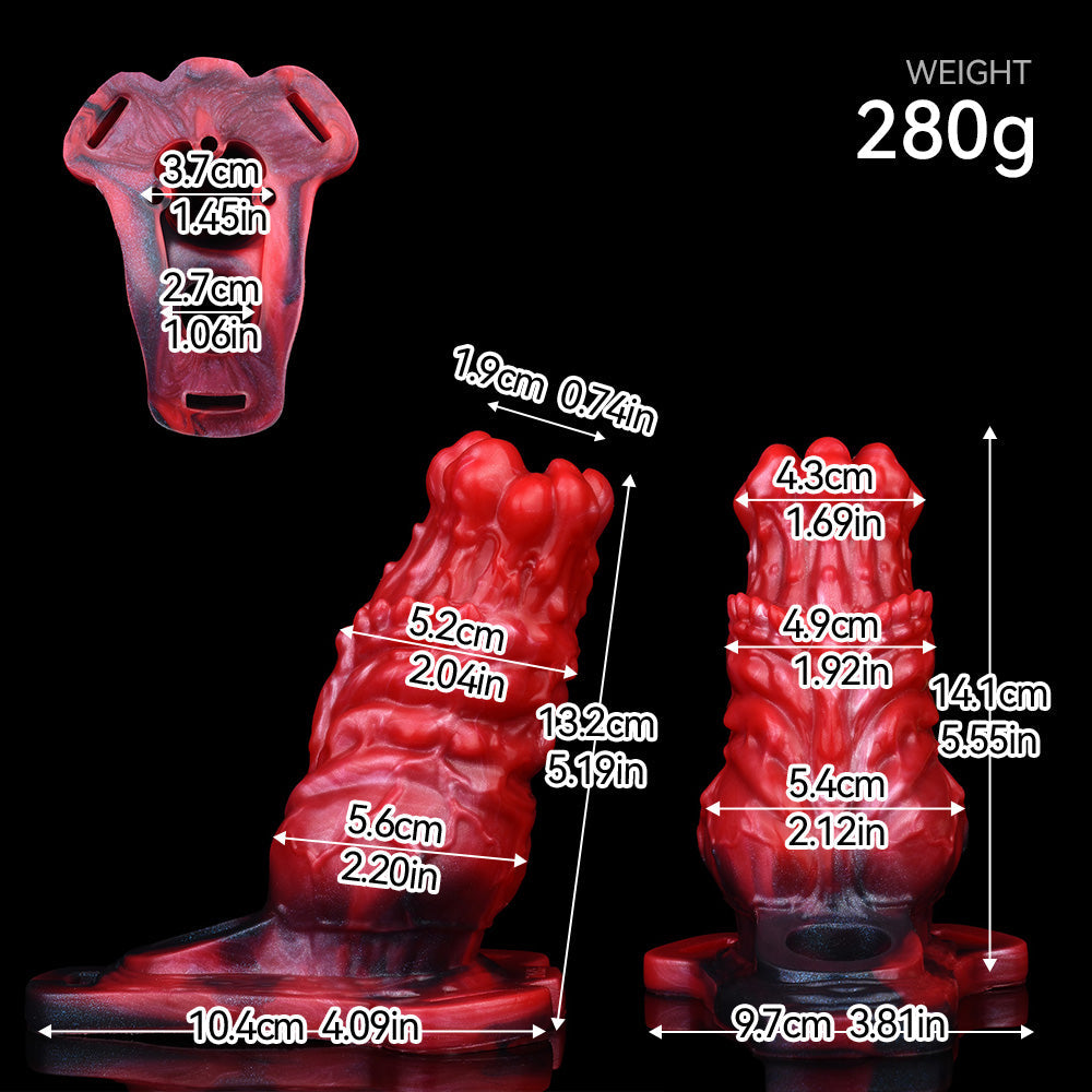 5 Inch Blood Red Vibrating Hollow Strap On