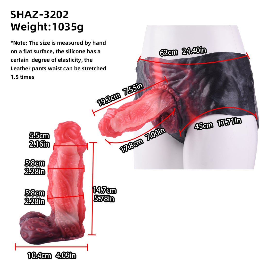 7 Inch Monster Tentacle Hollow Dildo Panties