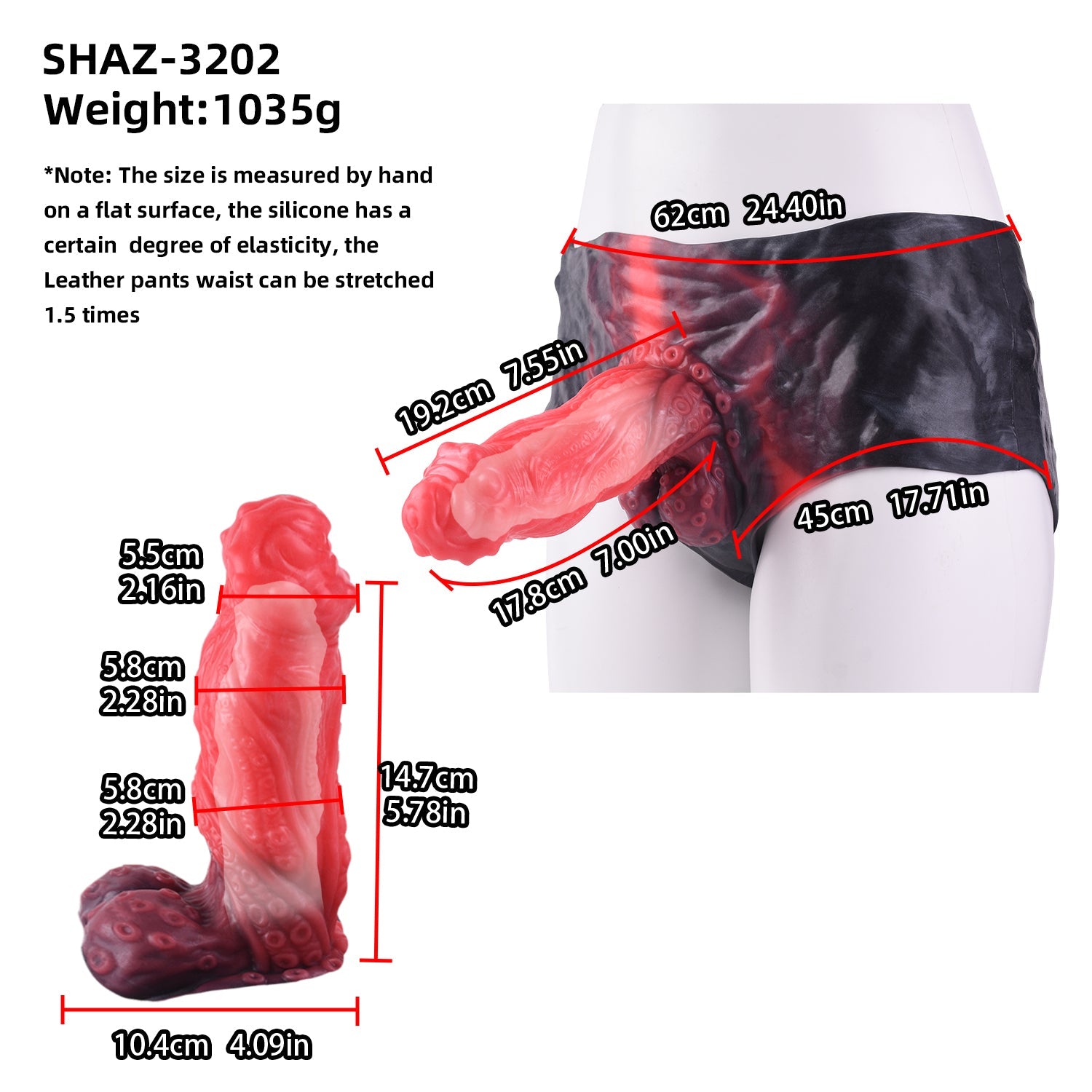 7 Inch Monster Tentacle Hollow Dildo Panties