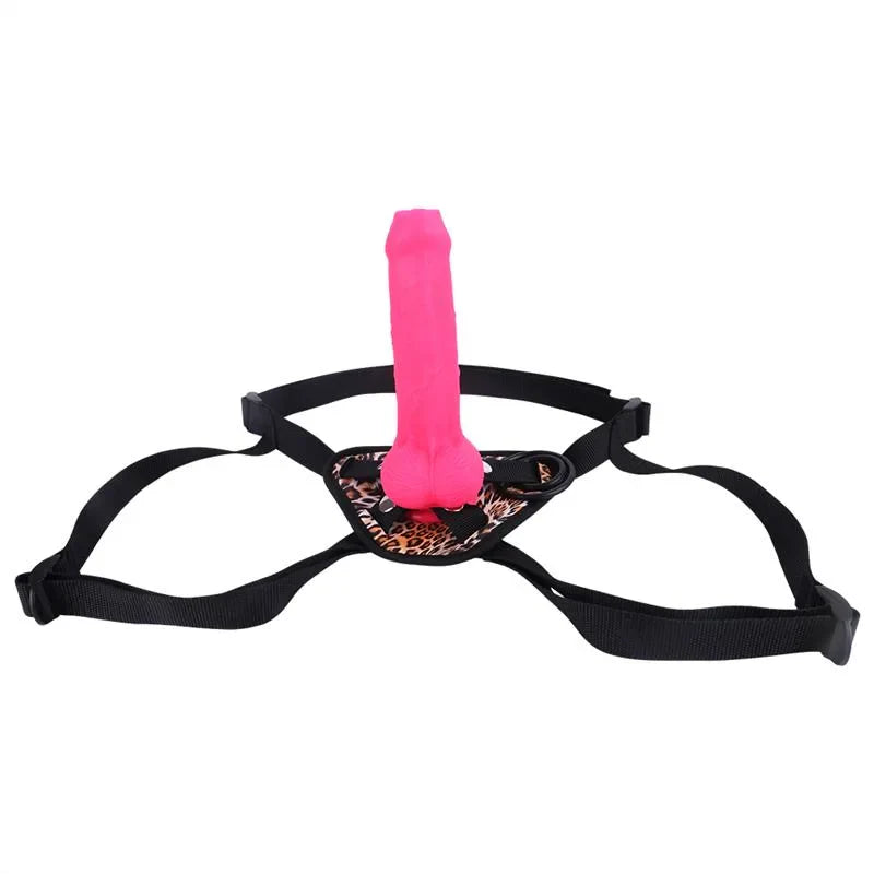 Gode ​​ceinture en silicone rose non circoncis