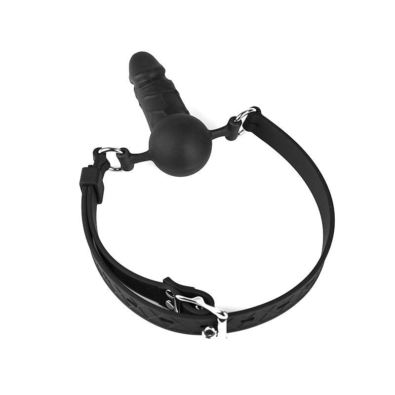 Black Silicone Strap On Dildo Gag