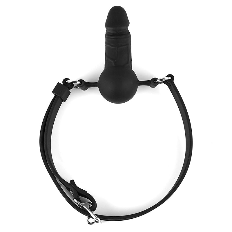 Black Silicone Strap On Dildo Gag