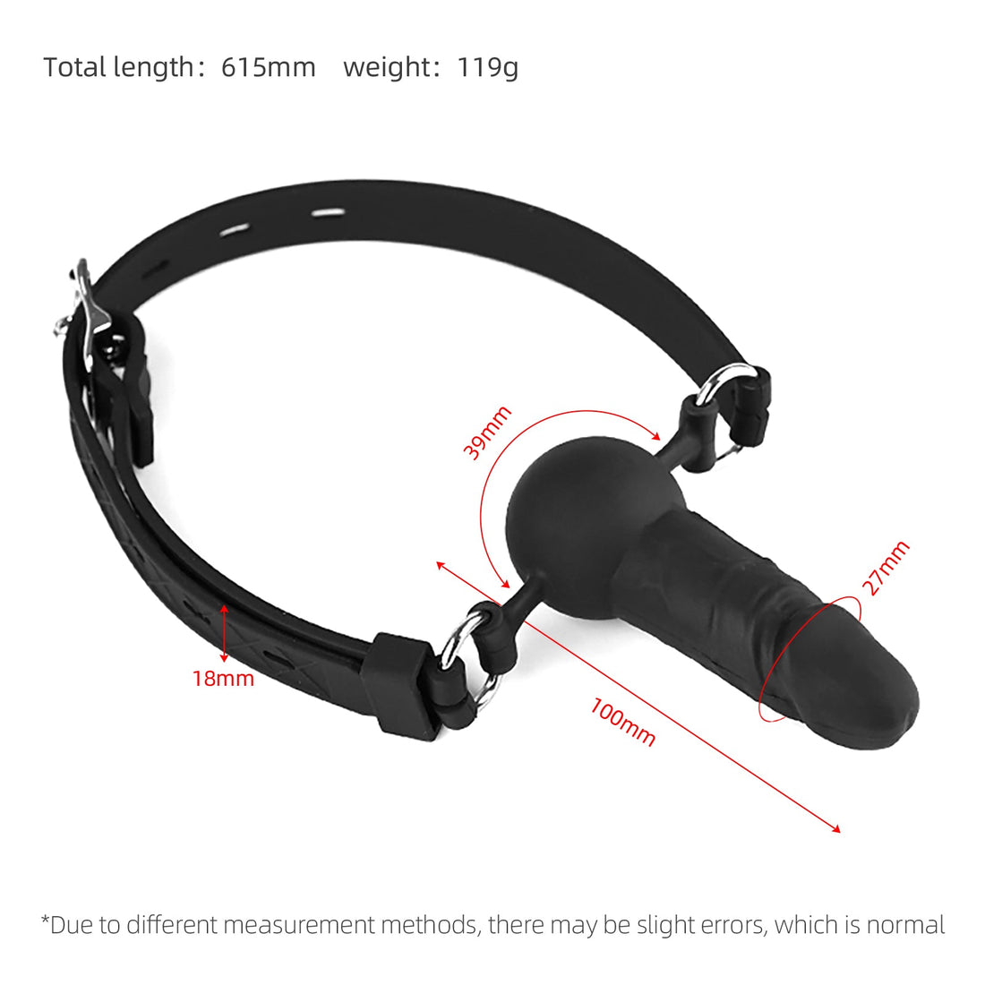 Black Silicone Strap On Dildo Gag