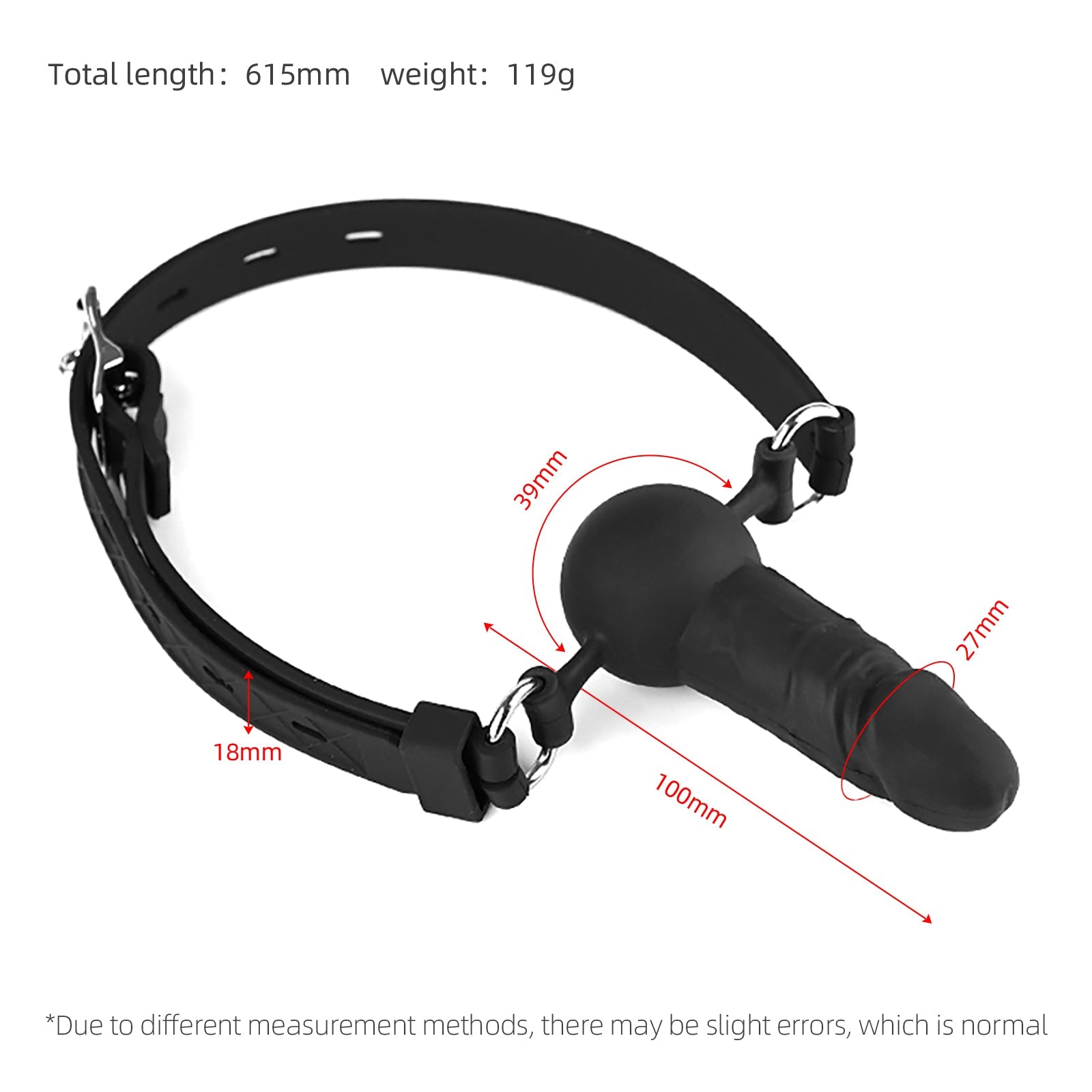 Black Silicone Strap On Dildo Gag
