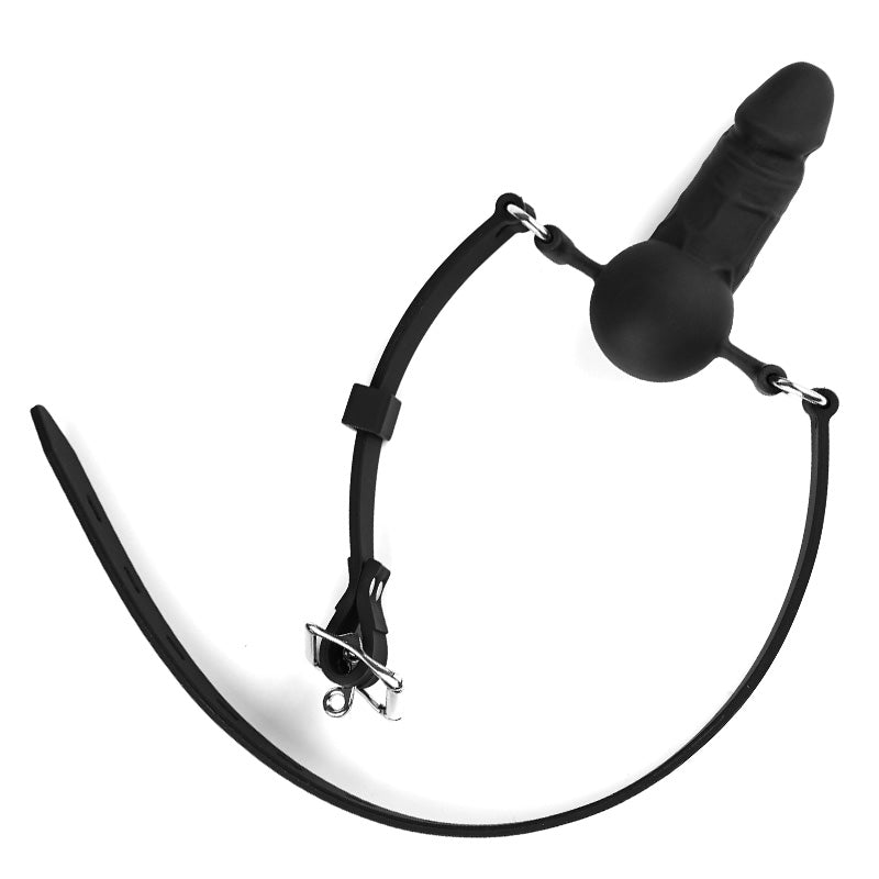 Black Silicone Strap On Dildo Gag