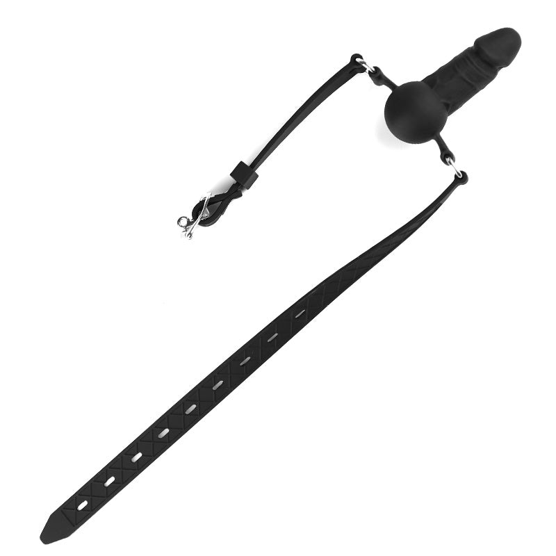 Black Silicone Strap On Dildo Gag