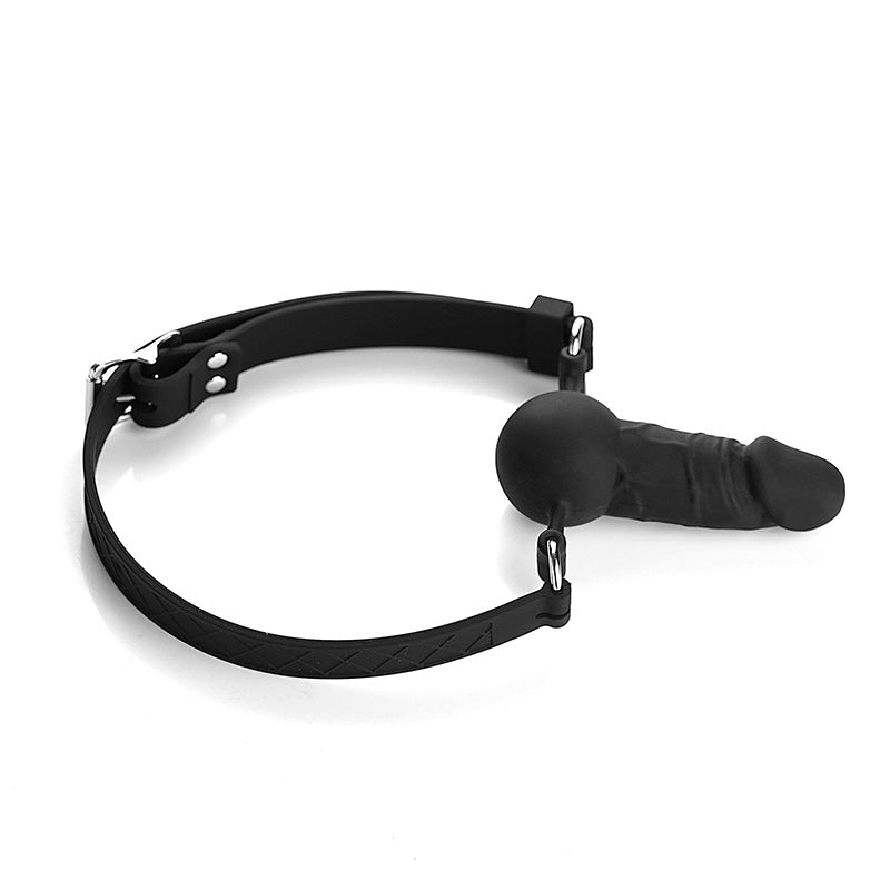 Black Silicone Strap On Dildo Gag