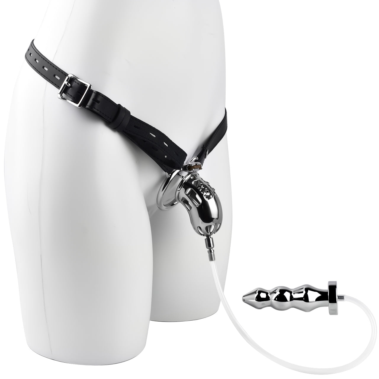 Metal Inverted Chastity Cage With Butt Plug