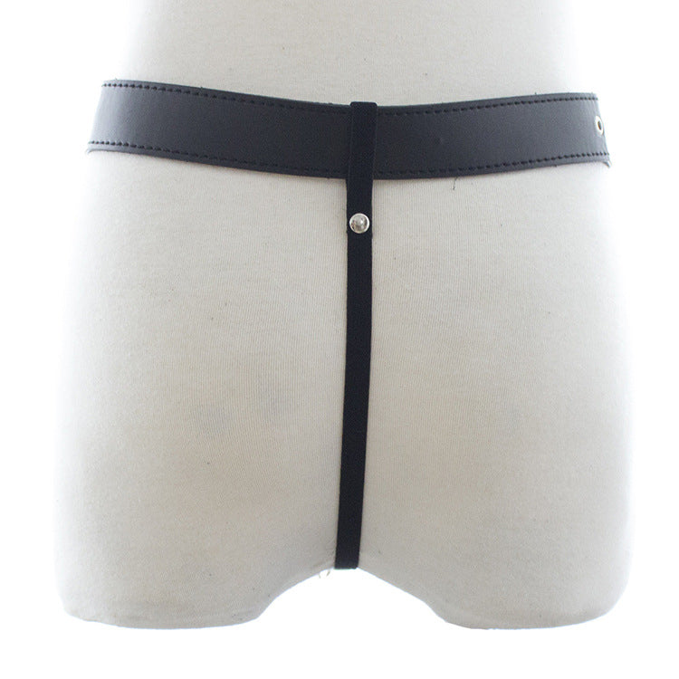 Black Leather Bondage Strap On Harness