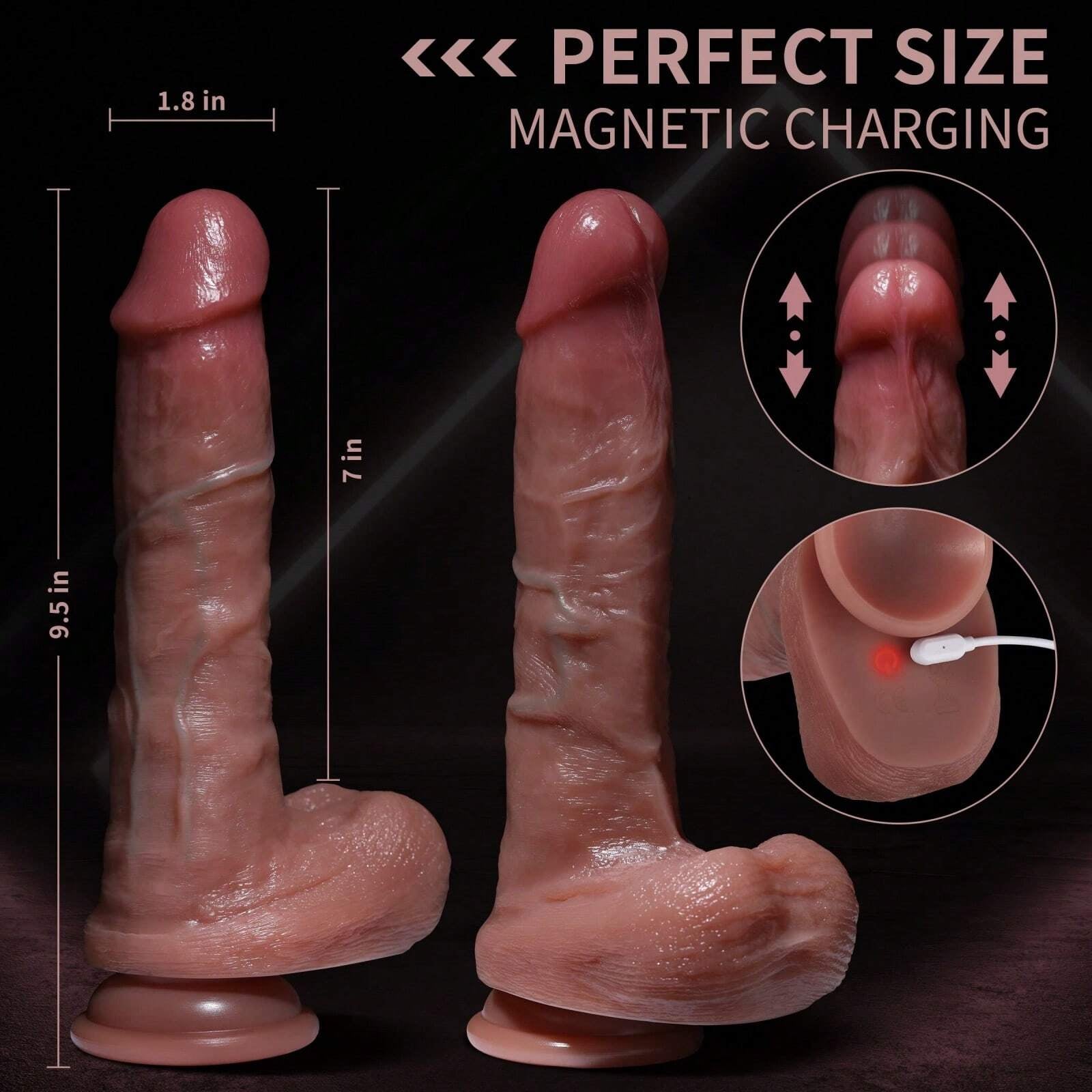 9.5 Inch Realistic Vibrating Thrusting Dildo With Balls