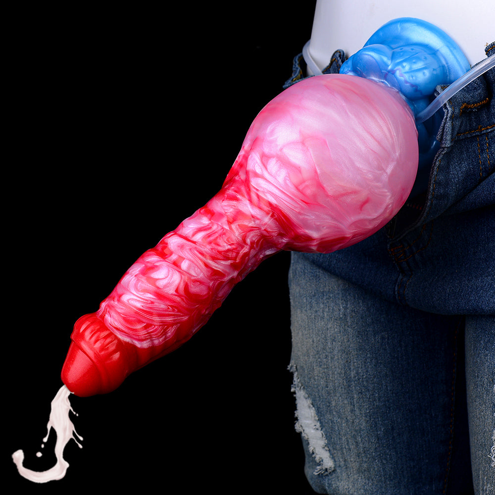 9 Inch Inflatable Silicone Red Ejaculating Dildo