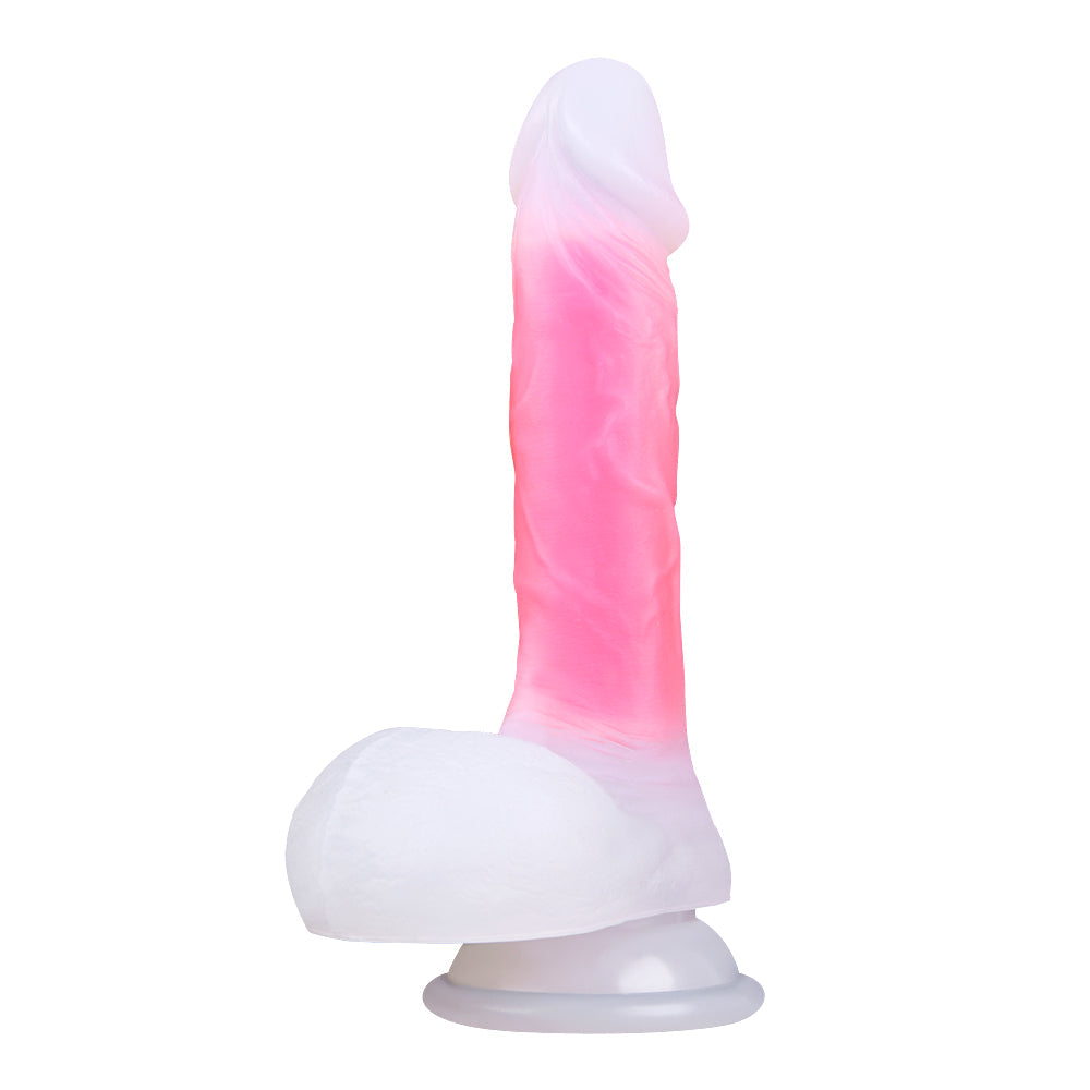 White Pink Silicone 7 Inch Jelly Dildo