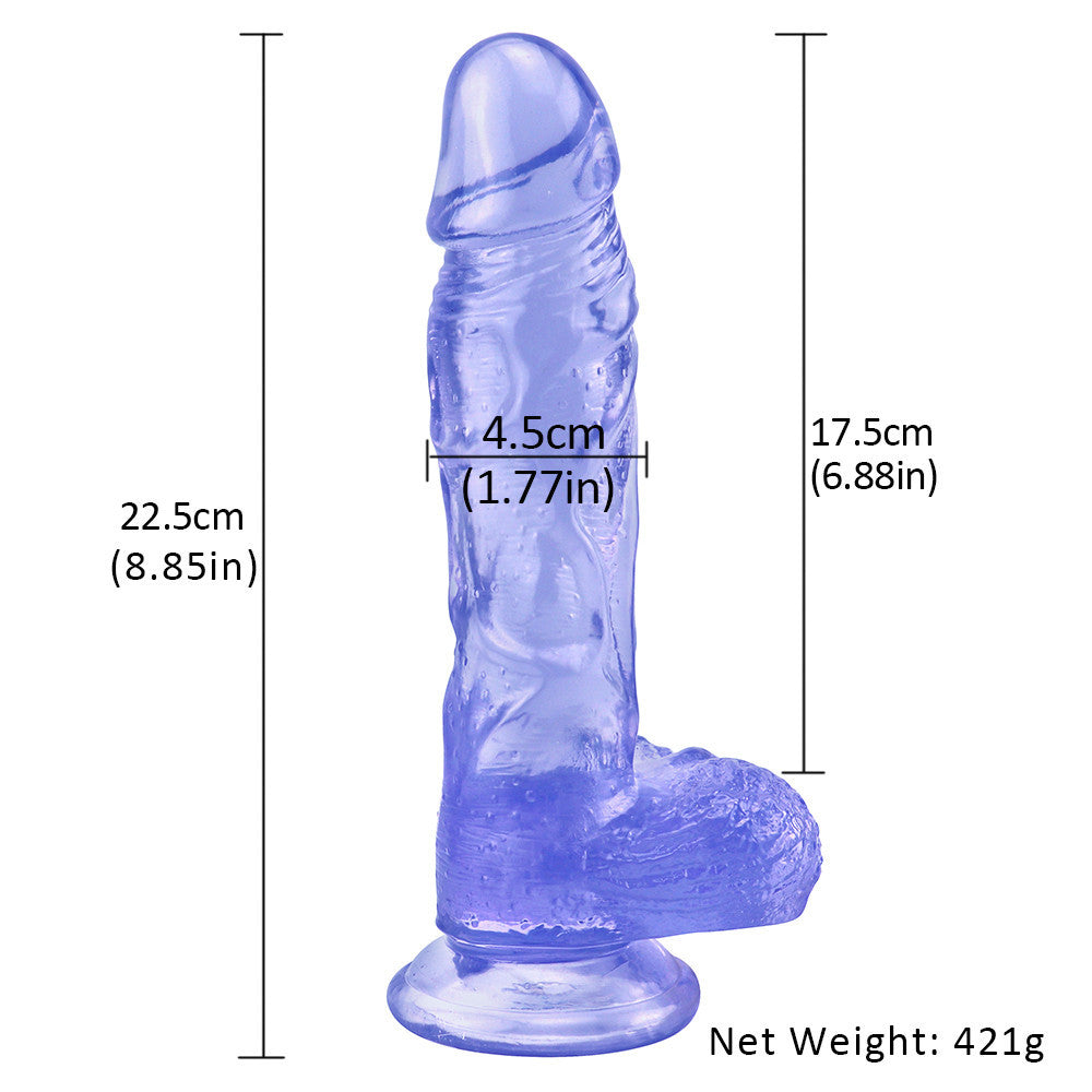 8 Inch Blue Clear Jelly Dildo