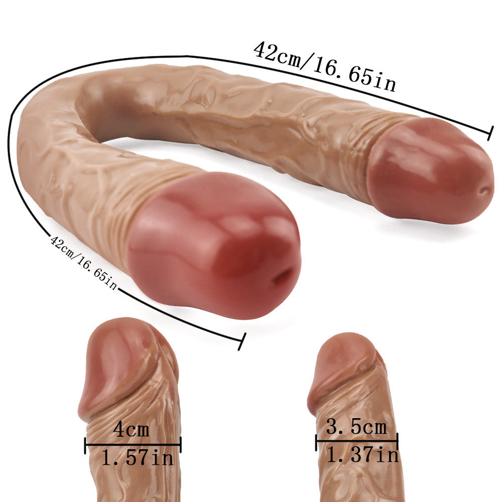 16 Inch Brown Penis Lesbian Double Dildo