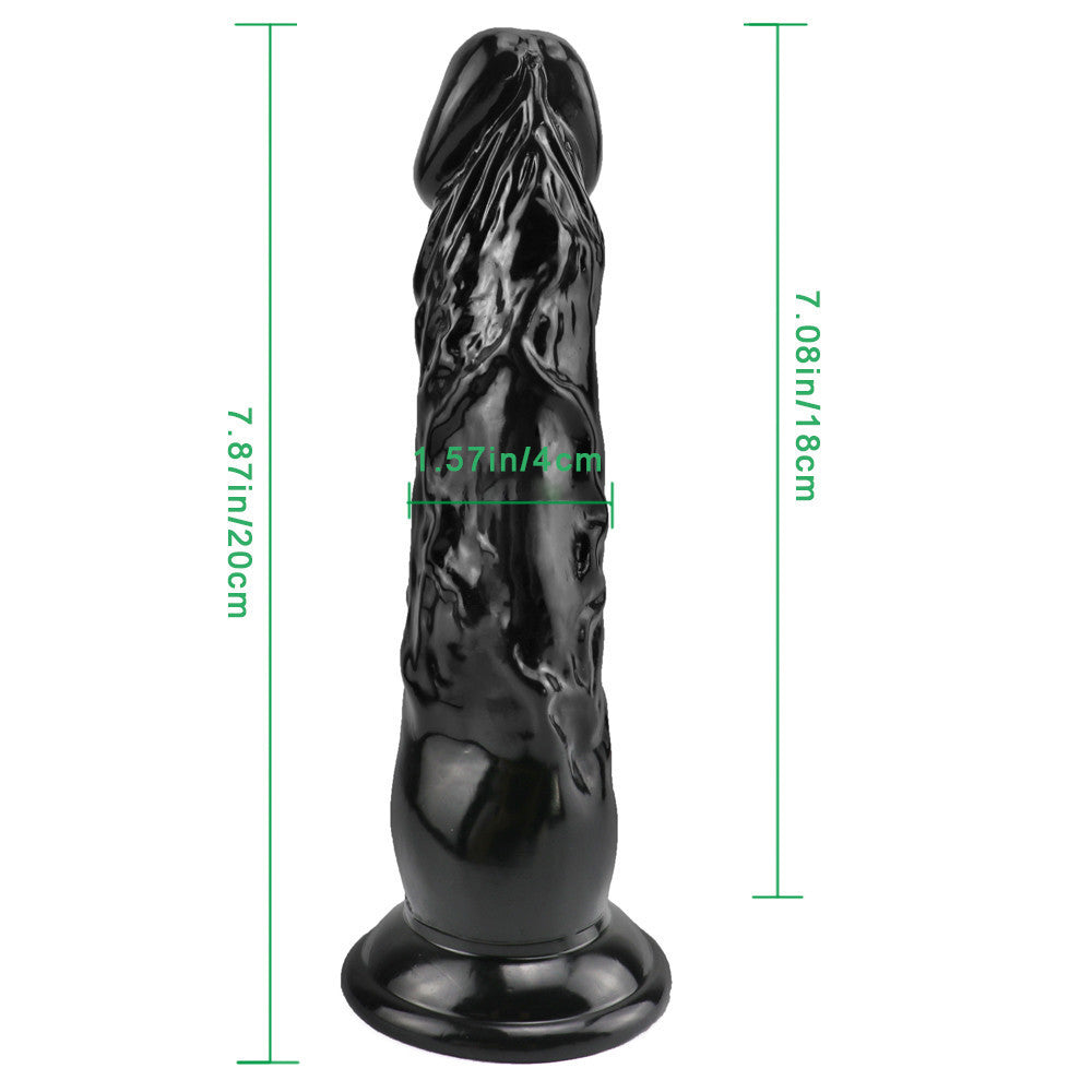 8 Inch Black Straight Realistic Dildo