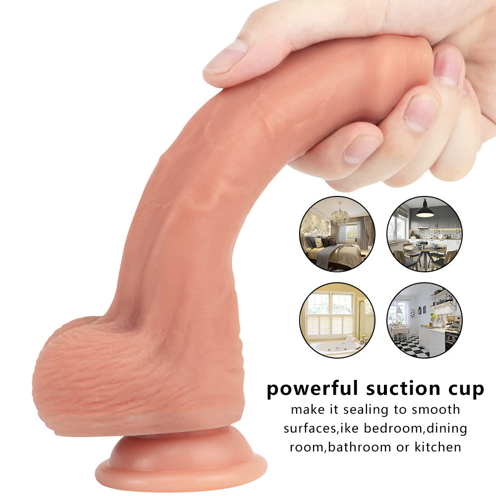 8 Inch Silicone Foreskin Realistic Dildo