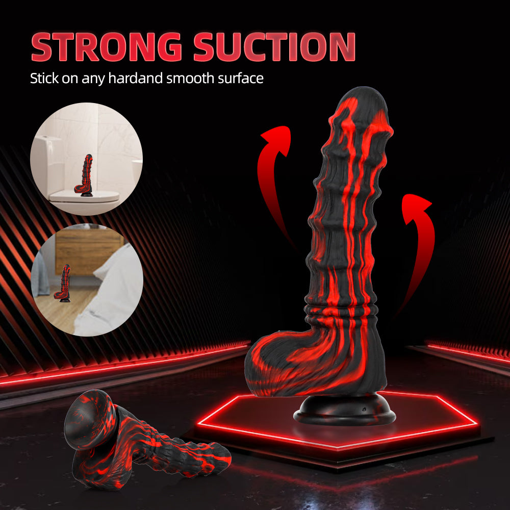 Dark Bamboo Ribbed Silicone Fantasy Dildo