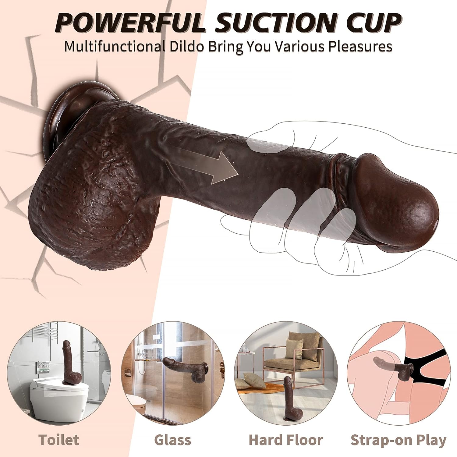9 Inch Brown App Vibrating Thrusting Dildo