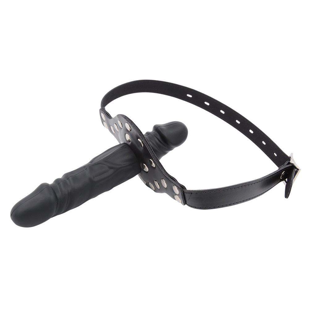 Black Leather Strap Face Dildo Gag