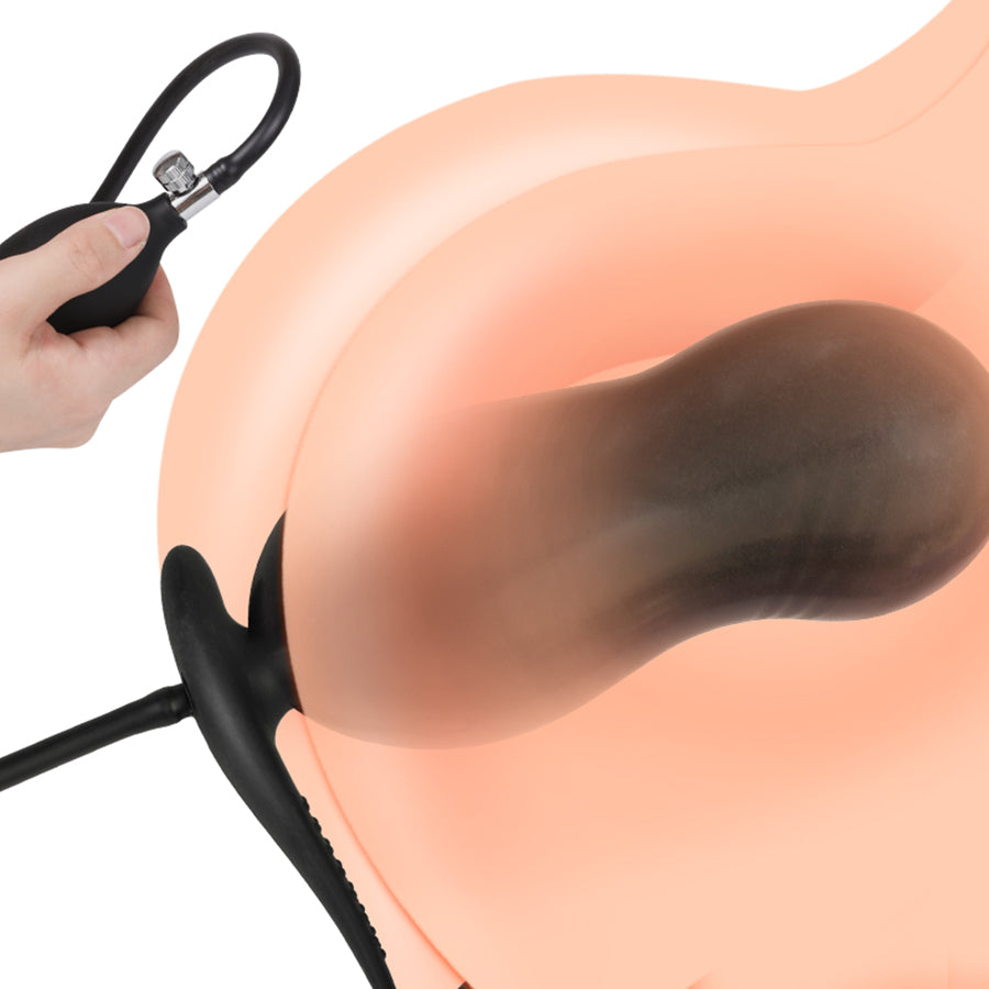 Silicone Inflatable Butt Plug With Penis Ring