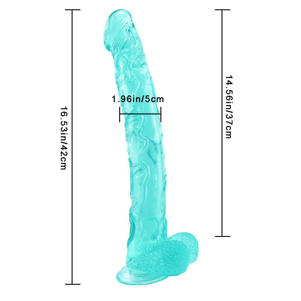 16 Inch Green Extra Long Jelly Dildo