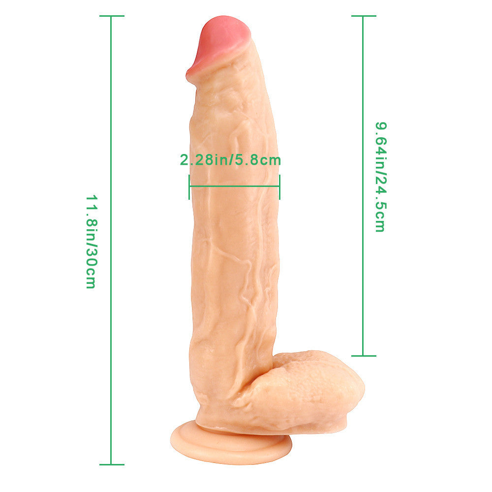 12 Inch Realistic Textured Thick Dildo