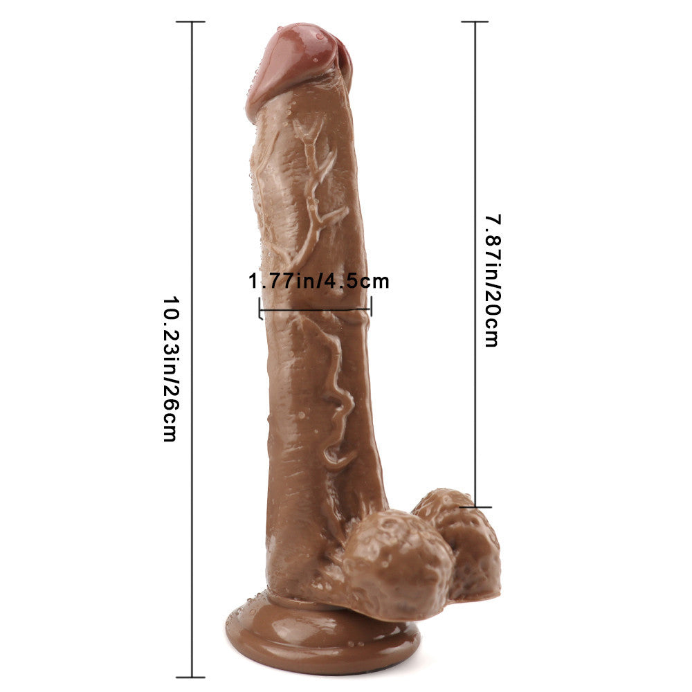 10 Inch Brown Realistic Big Dildo with Testicles