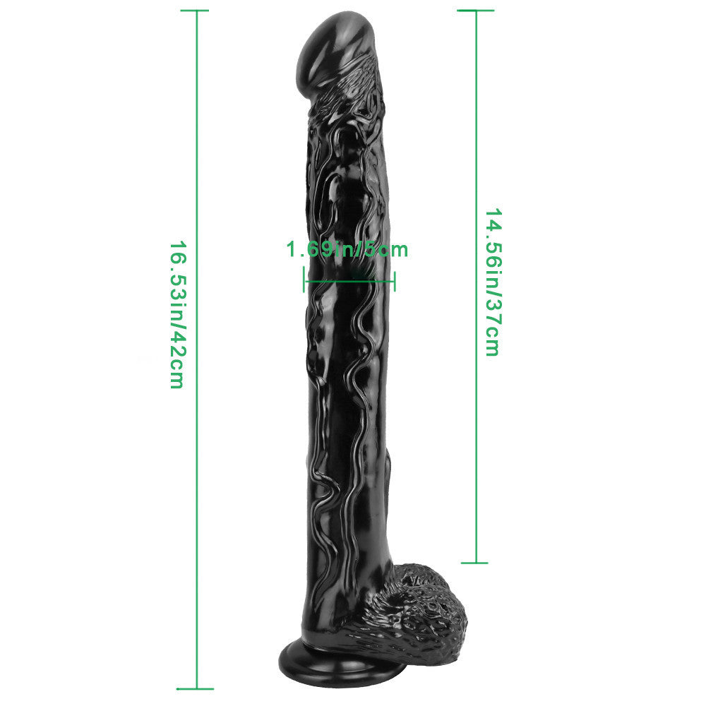 16 Inch Black Realistic Extra Long Dildo