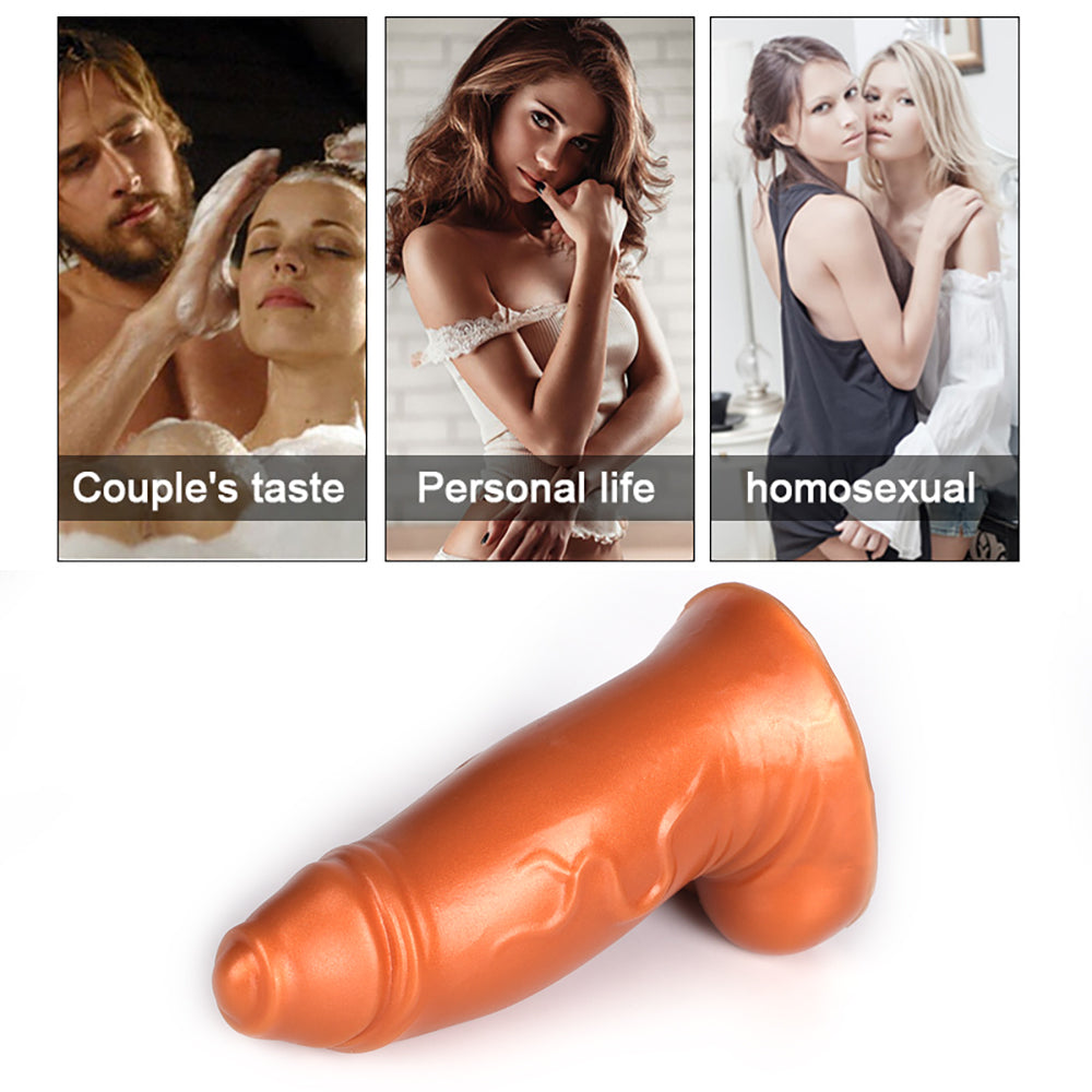 5 Inch Brown Fat Dildo with Foreskin