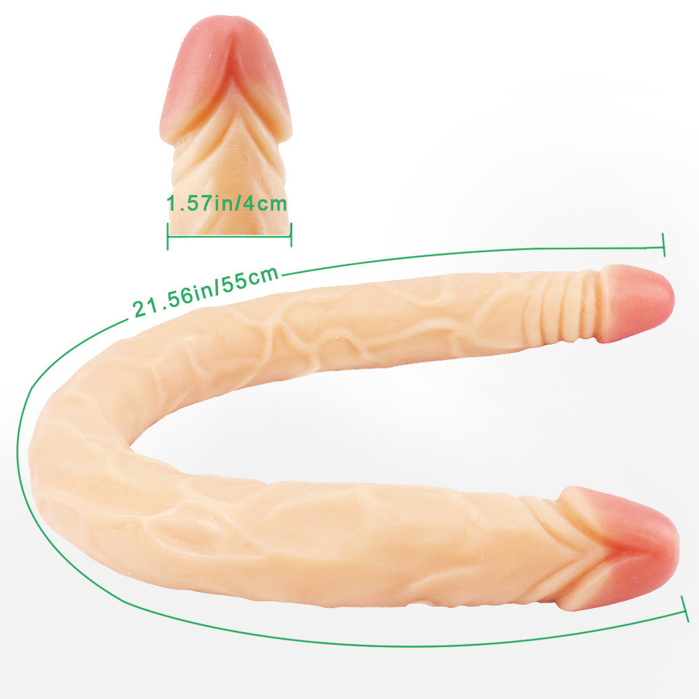 22 Inch Extra Long Realistic Flesh Color Double Dildo