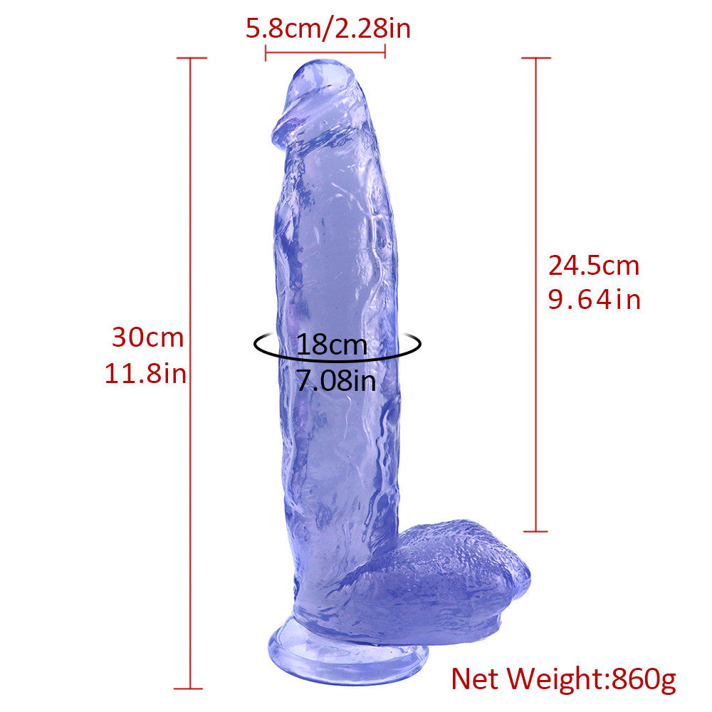 11 Inch Blue Jelly Big Dildo