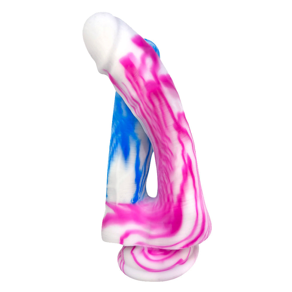 Godemichets à double extrémité en silicone rose et bleu