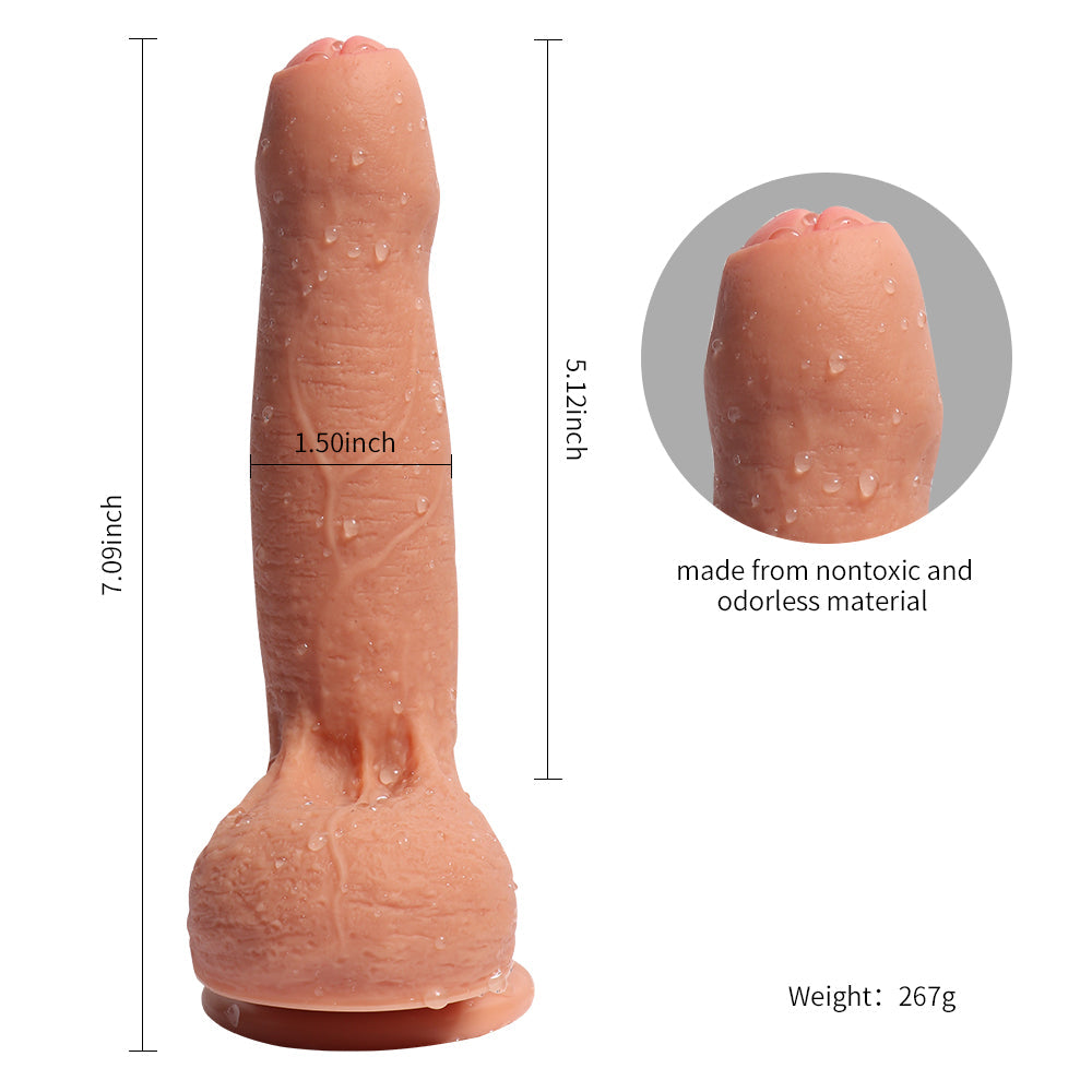 7 Inch Silicone Realistic With Foreskin Dildo