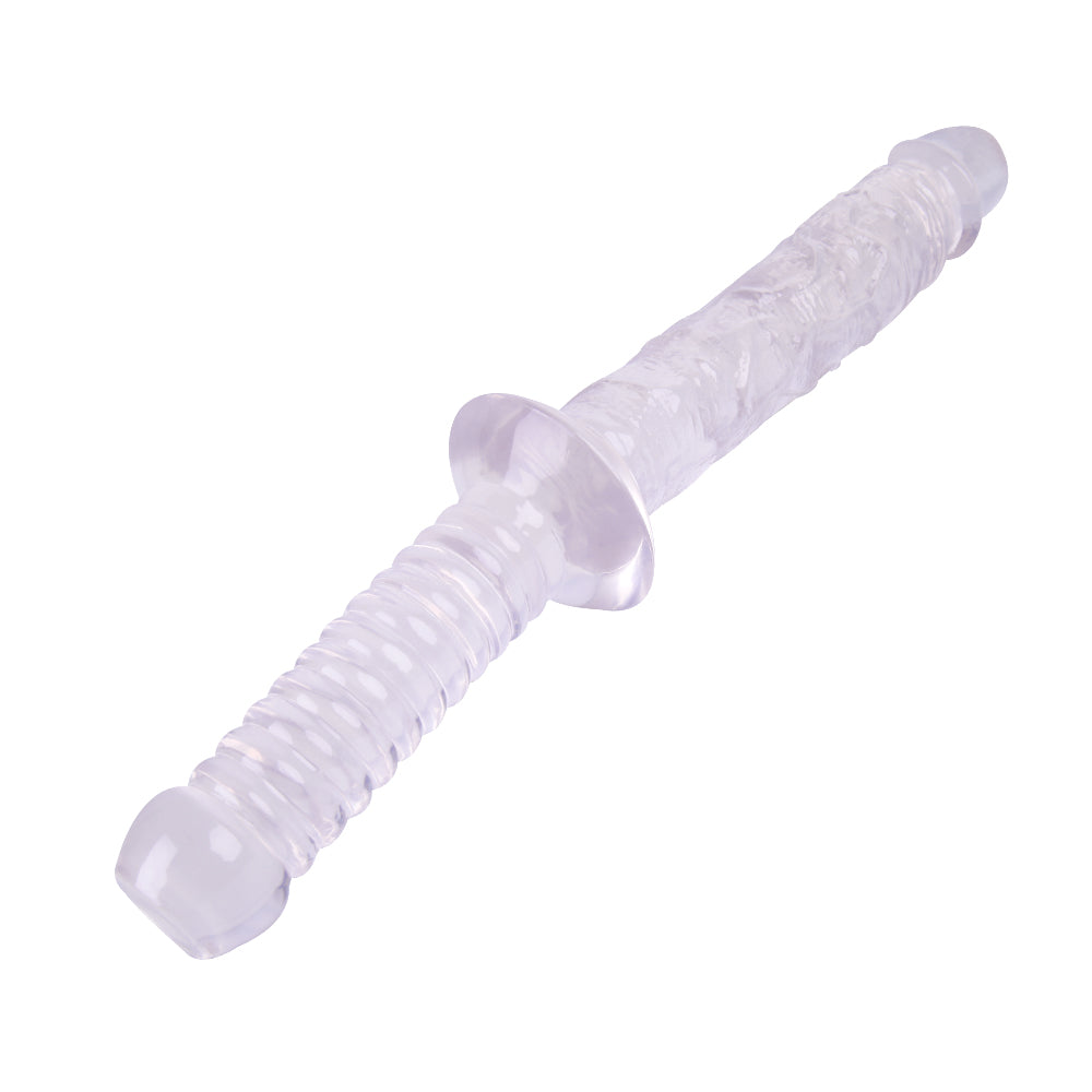 12 Inch Handle Clear Jelly Dildo