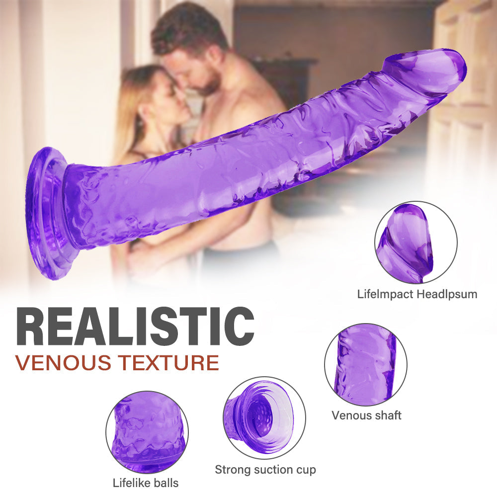 Purple Transparent 8 Inch Jelly Dildo