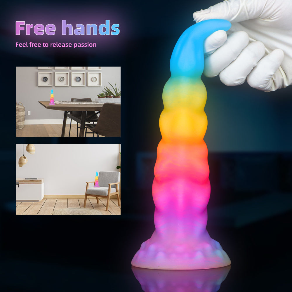 Ribbed Luminous Anal Rainbow Dildo