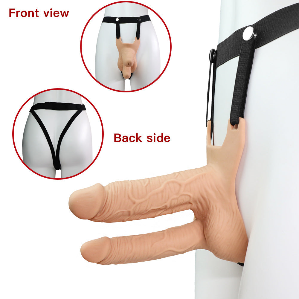 Hollow Vibrator Double Penetration Strap On Dildo