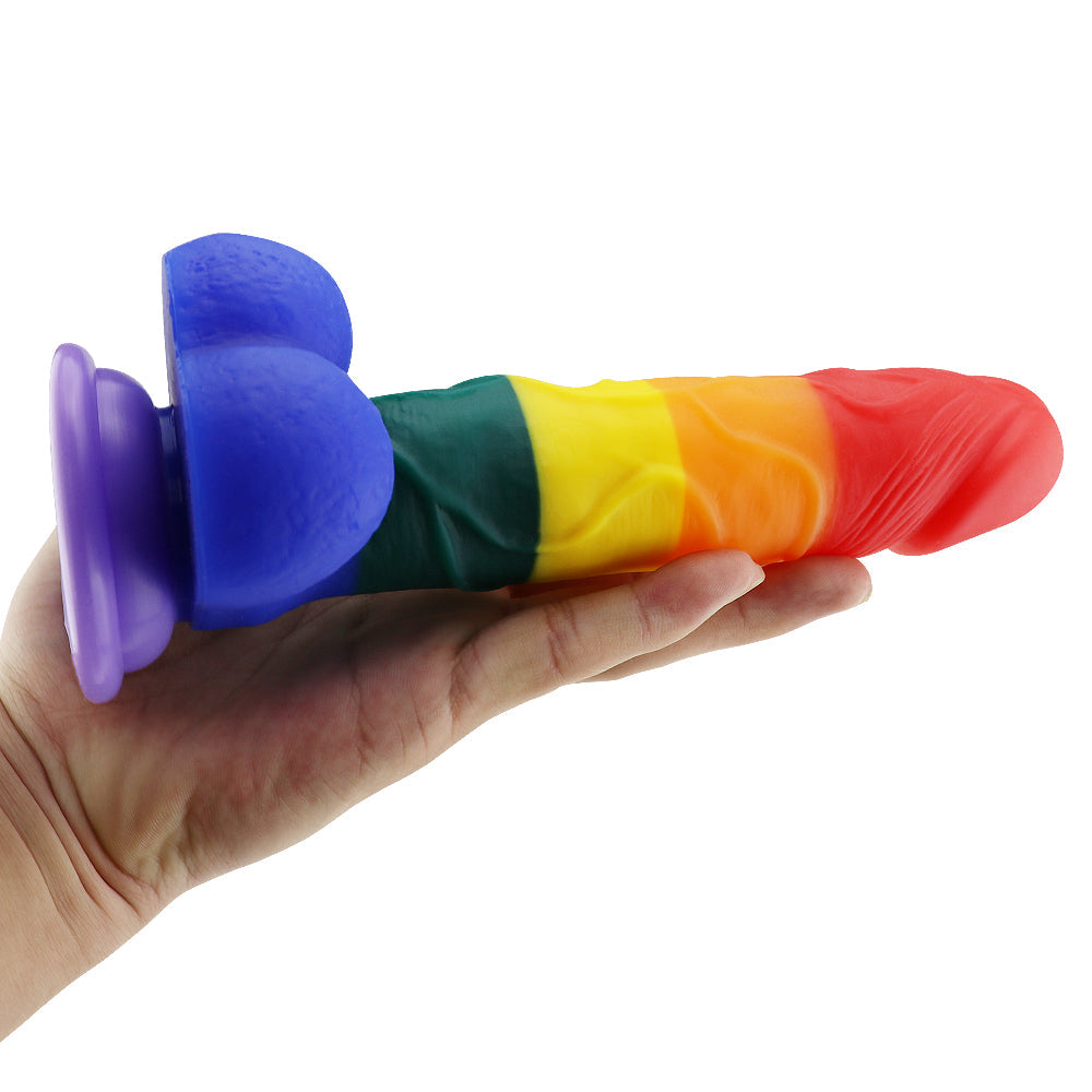 Rainbow Strap on Dildo LGBT Silicone Sex Toy